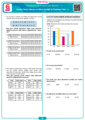Verileri Sıklık Tablosu ve Sütun Grafiği ile Özetleme Test- 1