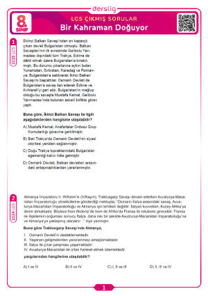 Bir Kahraman Doğuyor LGS Çıkmış Sorular