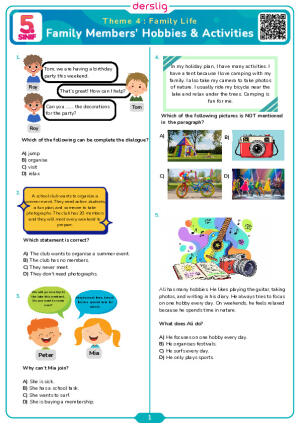 Family Members’ Hobbies & Activities Test