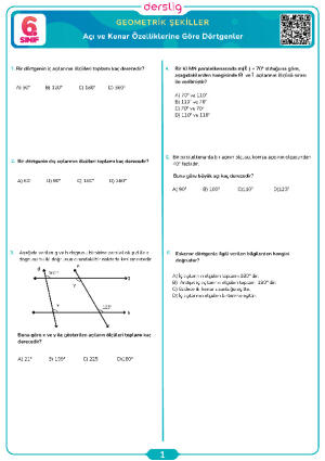 Açı ve Kenar Özelliklerine Göre Dörtgenler