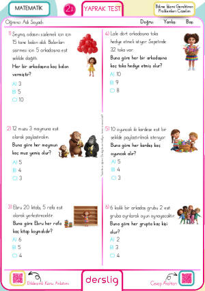 Bölme İşlemi Gerektiren Problemleri Çözelim