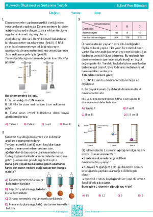 Test 5 - Kuvvetin Ölçülmesi ve Sürtünme