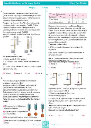 Test 5 - Kuvvetin Ölçülmesi ve Sürtünme