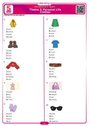 Clothes Vocabulary Quiz