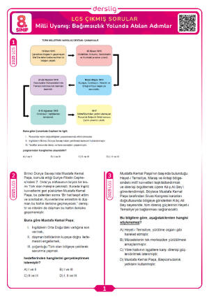 Milli Uyanış: Bağımsızlık Yolunda Atılan Adımlar  LGS Çıkmış Sorular