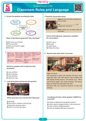 Classroom Rules and Language Test