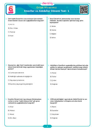 Emevîler ve Abbâsîler Dönemi Test- 1