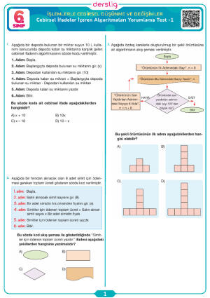 Cebirsel İfadeler İçeren Algoritmaları Yorumlama Test -1