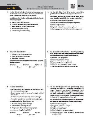 Test-49 Orta Çağ’daki Siyasi ve Askerî Gelişmeler (Dört Halife Dönemi)