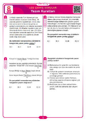 Yazım Kuralları LGS Çıkmış Sorular