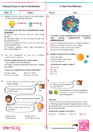 Test 4 - Güneş Dünya ve Ayın Hareketleri