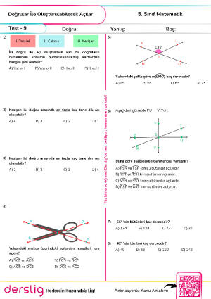 Test 9 - Doğrular İle Oluşturulabilecek Açılar