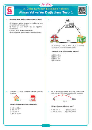 Alınan Yol ve Yer Değiştirme Test- 1