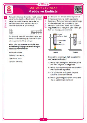 Madde ve Endüstri LGS Çıkmış Sorular