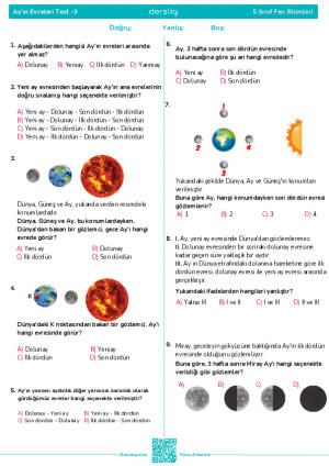 Test 3 - Gökyüzündeki Komşumuz: Ay'ın Evreleri