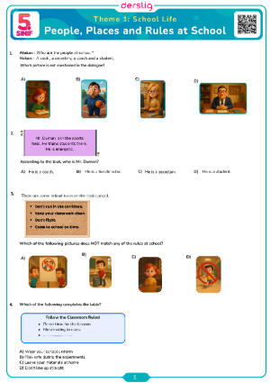 People, Places and Rules at School Test