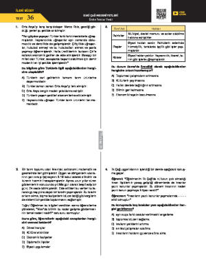 Test-36 Eski Çağ Medeniyetleri Ünite Tekrar Testi