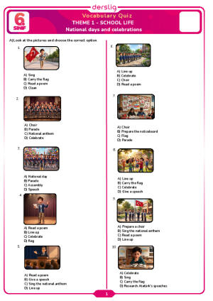 National Days and Celebrations Vocabulary Quiz