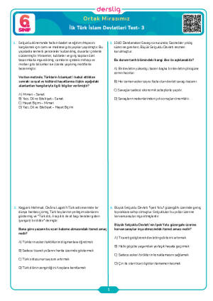 İlk Türk İslam Devletleri Test- 3