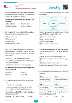 Yaşadığımız İlin Göreceli Konumu Yaprak Testi (Maarif Model)