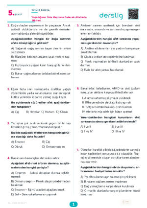 Yaşadığımız İlde Meydana Gelecek Afetlerin Etkileri Yaprak Testi (Maarif Model)