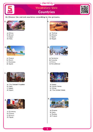 Countries Vocabulary Quiz