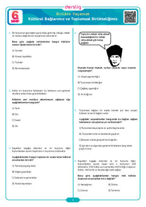 Kültürel Bağlarımız ve Toplumsal Birlikteliğimiz Test- 1