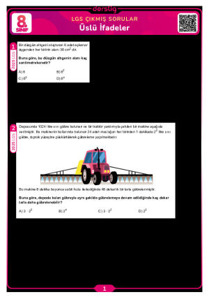 Üslü İfadeler LGS Çıkmış Sorular
