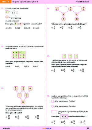 B2 Test-44 Rasyonel sayılarda bölme işlemi-3