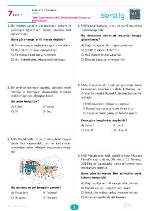 Türk Toplumunun Millî Meselelerdeki Tutum ve Davranışları Yaprak Testi (Maarif Model)
