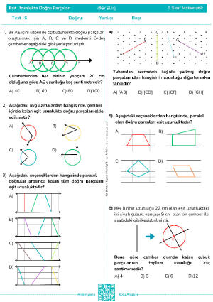 Test  6 - Eşit Uzunlukta Doğru Parçaları