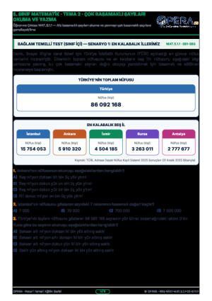 Opera BB Çok Basamaklı Sayıları Okuma Yazma Bağlam Temelli Test (Sınıf İçi)