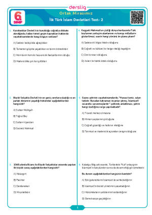 İlk Türk İslam Devletleri Test- 2