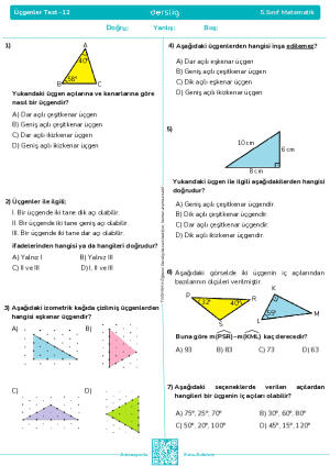 Üçgenler Test - 12