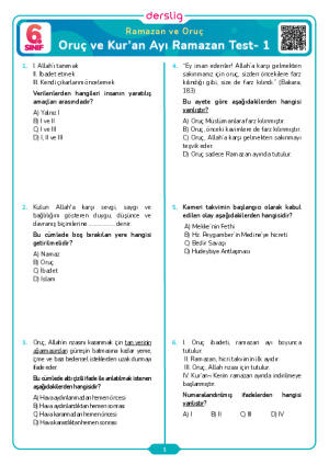 Oruç ve Kur’an Ayı Ramazan