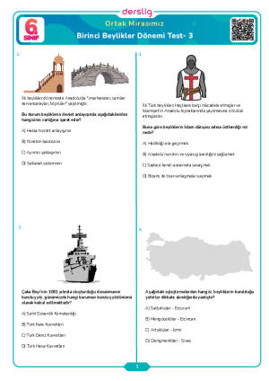 Birinci Beylikler Dönemi Test- 3