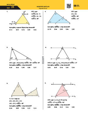 Üçgende Açı ve Kenarlarla İlgili Özellikler Testi 28