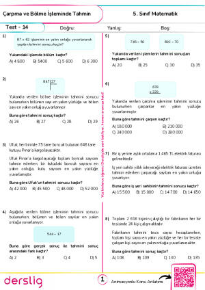 Test 14 - Çarpma ve Bölme İşleminde Tahmin