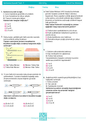 Test 7 - Sürtünme Kuvveti