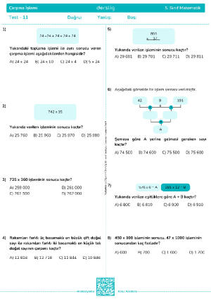 Test 11 - Çarpma İşlemi