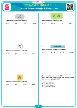 Ondalık Gösterimlerle Bölme İşlemi