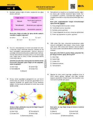 Test-6 Fizik Biliminin Alt Dalları