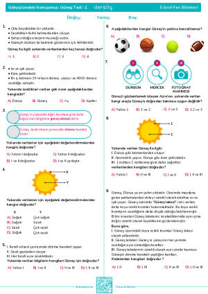 Test 1 - Gökyüzündeki Komşumuz: Güneş
