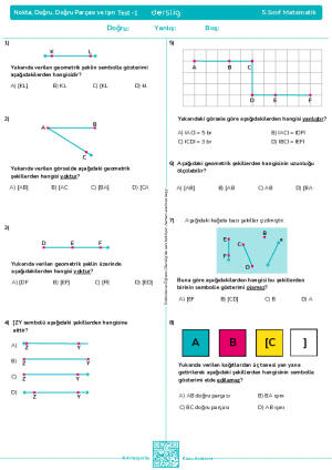 Nokta, Doğru, Doğru Parçası ve Işın Test-1