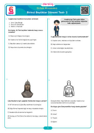 Birinci Beylikler Dönemi Test- 2