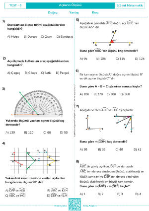 Test 8 - Açıların Ölçüsü