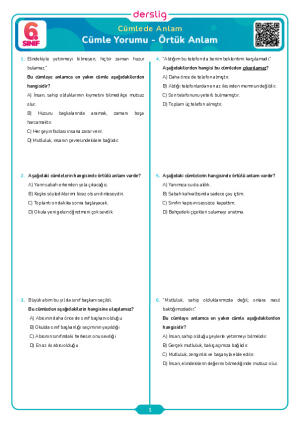 Cümle Yorumu - Örtük Anlam