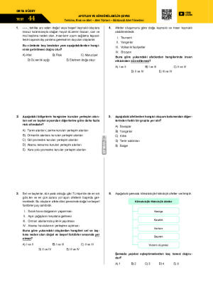Test-44 Tehlike, Risk ve Afet – Afet Türleri – Bütüncül Afet Yönetimi