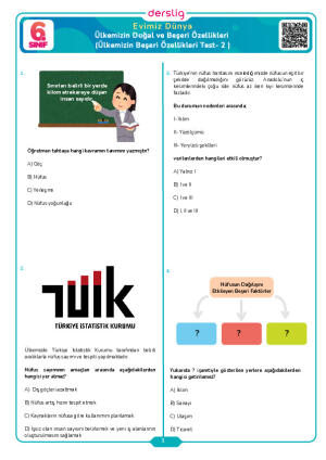 Ülkemizin Beşeri Özellikleri Test- 2
