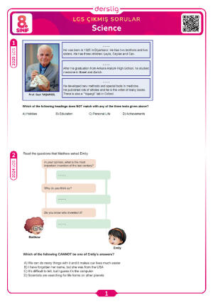 Science LGS Çıkmış Sorular